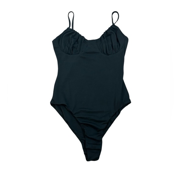 Princess Polly Levey Black Bodysuit with Ruched Cups and Snaps Womens Size US 2 - Picture 3 of 14
